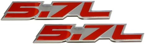 ERPART 5.7 L Litre üzerinde kırmızı Son Derece Cilalı Gümüş Alüminyum Araba Kamyon Motor Swap Tabela Rozet Logo Amblem (2 paketi)