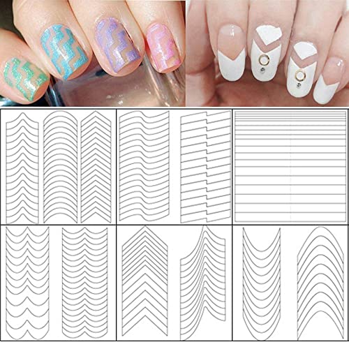 10 Levha / lot Kadın Tırnak Şablonlar Beyaz Tırnak Şekillendirici Araçları Nail Art İpuçları Kılavuzları Nail Art Etiketler Tırnak