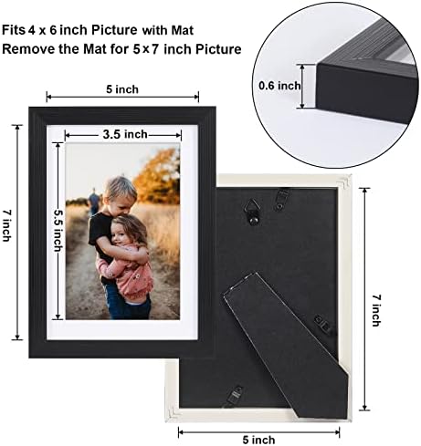 Artby7 5x7 Resim Çerçevesi Ekran 4x6 Resim ile Mat veya 5x7 Olmadan Mat, 9 Paket Ahşap Galeri Çerçeveleri Siyah Duvar sanat dekoru