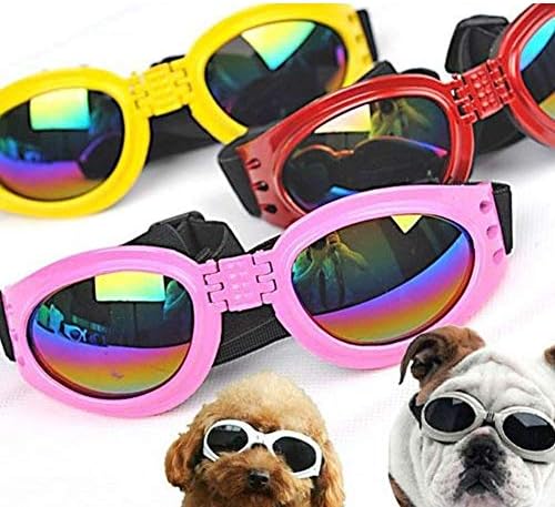 PULABO Güzel DesignPet Gözlük Köpek Güneş Gözlüğü Renkli Uv Gözlük Koruma Ayarlanabilir Kayış ile Köpekler için Kırmızı Pet Malzemeleri