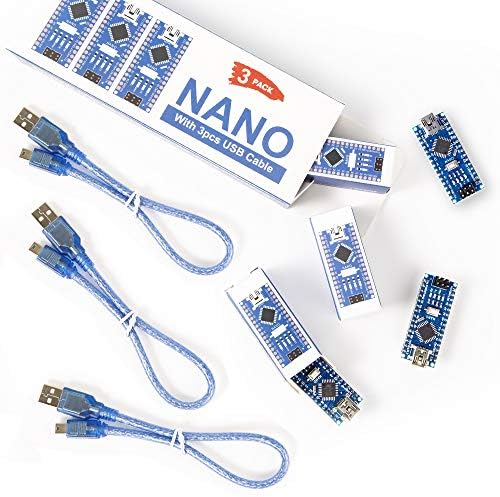 REXQualis Nano V3.0, USB Kablosu ile 3 adet Nano Kurulu CH340 / ATmega328P, Arduino Nano V3.0 ile Uyumlu (3 Kablo ile Nano x