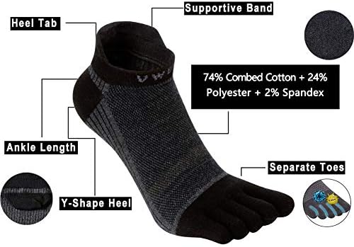 Erkek Pamuk Ayak Çorap Beş Parmak Çorap No Show Ekip Atletik Çorap Koşu için 4 Pairs (Boyut 7-11)
