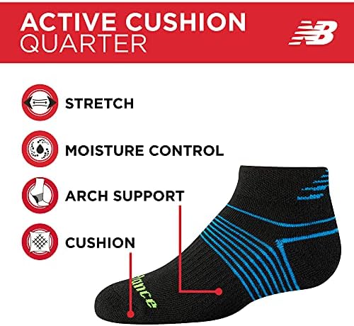 New Balance Erkek Çorapları-Performans Yastıklı Çeyrek Çorap (8'li Paket)