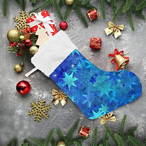 YUEND Klasik Kişiselleştirilmiş Büyük Beyaz Peluş Trim ile Aile Tatil Noel Partisi Süslemeleri için Merry Christmas Mavi Kar