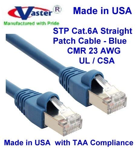 ABD'de Üretilen Süper Kablo-115 Ft-STP Cat6a Ethernet Yama Kablosu-23 AWG-UL CMR-Mavi