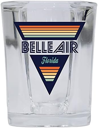 Belleair Florida 2 Ons Kare Tabanlı Likör Atış Cam Retro Tasarım