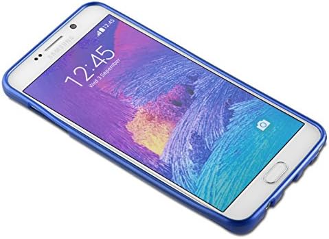 Cadorabo DE-104632 Samsung Galaxy Not 5 Cep Telefonu Kılıfı TPU Silikon Fırçalanmış Paslanmaz Çelik Bak Mavi