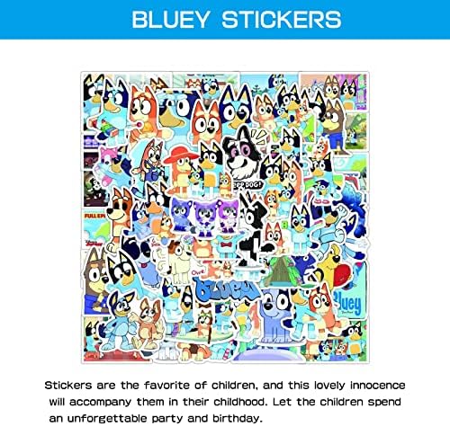 Bluey Parti Malzemeleri Çocuklar için Set, Doğum Günü Partisi Süslemeleri Dahil Afiş, Balonlar, Masa Örtüsü, Kek Topper, Cupcake