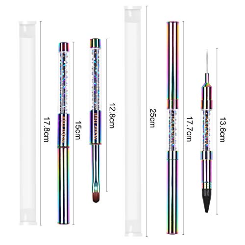 DouborQ 3 ADET Nail Art Fırçalar Seti, Ombre Tırnak Fırçası Jel Lehçe Nail Art Tasarım Kalem Boyama Araçları ile Rhinestone Kolu,