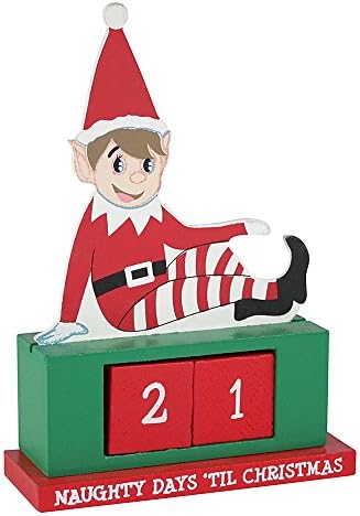 eBuyGB Elf Ahşap Advent Takvimi-Noel Noel Yeniden Kullanılabilir DIY Geri Sayım, Ahşap, Elf Geri Sayım