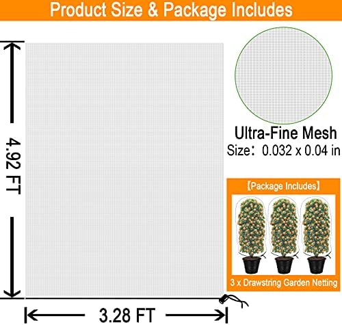 KY-YPFW 3 Paket 3. 28x4. 92 Ayaklar Böcek Kuş Bariyer Netleştirme Mesh ile İpli - Kullanımlık Kalınlaşmak Şifreli bahçe Bitki