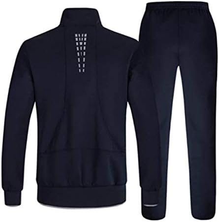 INVACHİ erkek Rahat 2 Parça Kontrast Kordon Tam Zip Spor Setleri Hoody Ceket ve Pantolon Aktif Eşofman Set