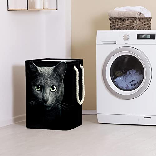 Çamaşır Sepeti Siyah Kedi saklama kutusu Kendinden Ayakta Su Geçirmez ve Katlanabilir çamaşır Torbaları Uzun Saplı 19.3x11.8x15.