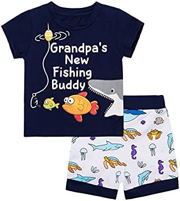 3 ADET Bebek Boys ' babasının Yeni Balıkçılık Buddy Kıyafet Seti Kısa Kollu Bodysuit