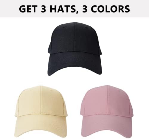 Rosoz 3 Paket beyzbol şapkası Erkek Kadın Pamuk Baba Şapka Klasik Ayarlanabilir Düz Golf Şapka Düşük Profil Unisex