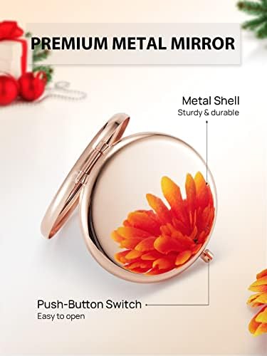 Kompakt Ayna Toplu, 6 Paketi Çift Taraflı 1X/2X Büyüteç Metal Makyaj Aynaları (Yuvarlak, Altın)