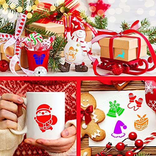 Noel Çerez Şablonlar Dekorasyon, Konsait 30 Paketi Merry Christmas Kar Taneleri Stencil, Kullanımlık Plastik Boyama DIY El Sanatları