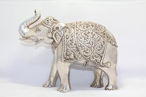 Rajasthan Taşlar Fil Gümüş Şekil Hint Heykelcik El Oyma Ev Dekor B555