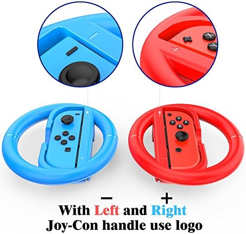 GameWill JoyCon Tekerlek Kart Direksiyon Nintendo Anahtarı Denetleyicisi için-Kırmızı ve Mavi (2 Set)