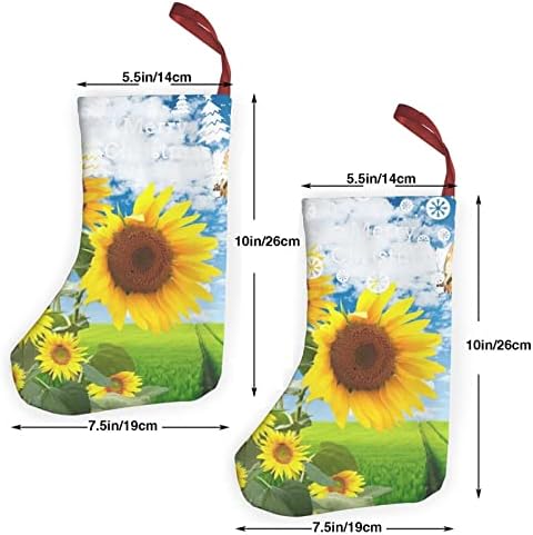 Dcehgew Ayçiçeği Baskılı Klasik Noel Çorap 2 Set,Aile Tatil Noel Partisi Süslemeleri için 10 İnç