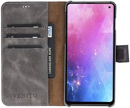 Venito Florence Deri Cüzdan Telefon Kılıfı Samsung Galaxy S10 ile Uyumlu-RFID Engelleme ile Ekstra Güvenli-Çıkarılabilir Telefon