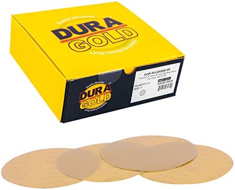 Dura-Gold Premium 6 Altın Zımpara Diskleri-80 Grit (50 Kutu)-DA Orbital Zımparalar için Kanca ve Halka Destekli Zımpara Diskleri,