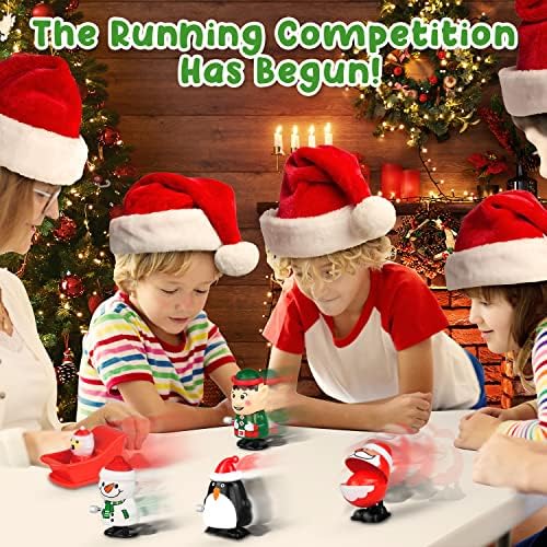 12 Adet Noel Wind Up oyuncak seti, noel Çeşitler Stocking Stuffers Parti İyilik Goodie Çanta ile Santa Noel Ağacı Geyik, Ideal