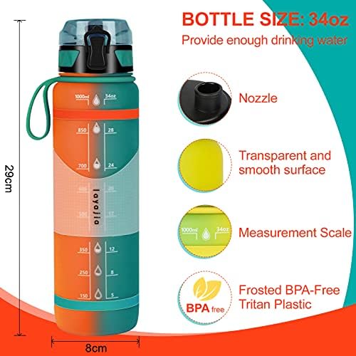 layajia Su Şişesi, 34 oz Kaymaz Galon Su Şişesi, Sızdırmaz BPA Ücretsiz Tritan Spor su sürahisi ile Çıkarılabilir Süzgeç, Spor