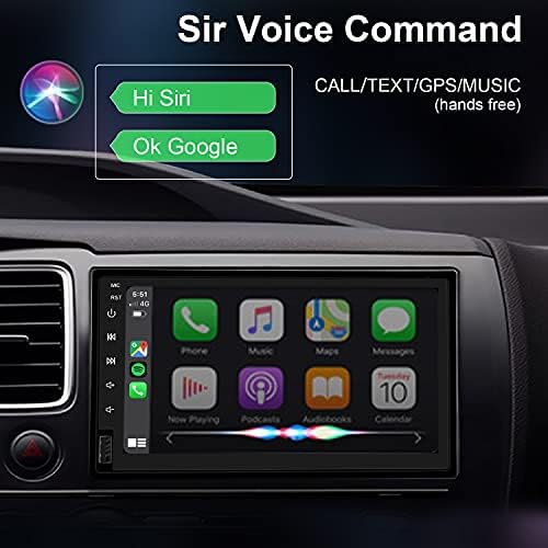 Çift Din Araba Stereo ile Uyumlu Carplay Android Oto FM Radyo ile Bluetooth GPS 7 İnç HD Dokunmatik Ekran Dash Kafa Ünitesi FM