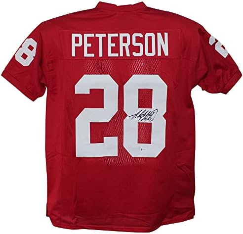 Adrian Peterson İmzalı / İmzalı Kolej Tarzı Kırmızı XL Jersey BAS