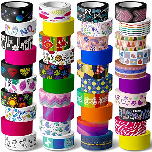 40 Rolls Washi Bant Seti-15mm Geniş Renkli Maskeleme Bandı Çocuklar ve Yetişkinler için, Dekoratif Yapıştırıcı için DIY El Sanatları,