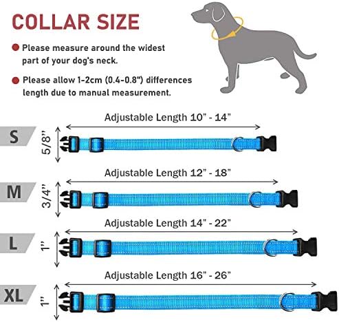 Emniyet Kilitleme Tokalı Yansıtıcı Köpek Tasması, Küçük Orta Büyük Köpekler için Ayarlanabilir Yumuşak Neopren Yastıklı Nefes