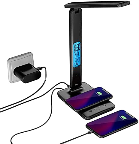Kablosuz Şarjlı Led Masa Lambası, USB Şarj Portlu Çok Fonksiyonlu Led Masa Lambası, LCD Ekranlı Göz Bakımı LED Masa Lambası,