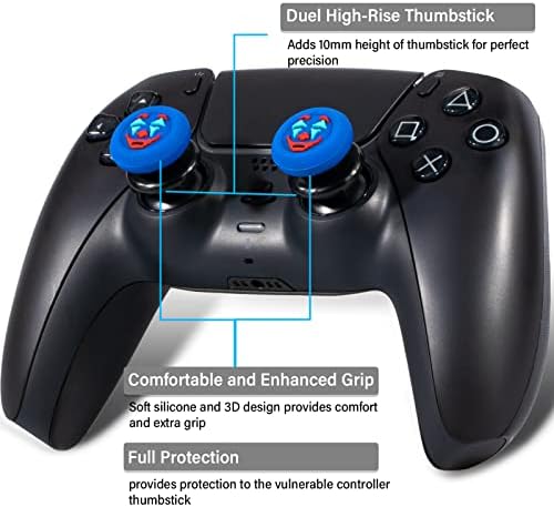Playrealm FPS Thumbstick Genişletici & Doku Kauçuk Silikon Kavrama Kapak PS5 Dualsenese & PS4 Denetleyicisi için 4 Takım (Joker