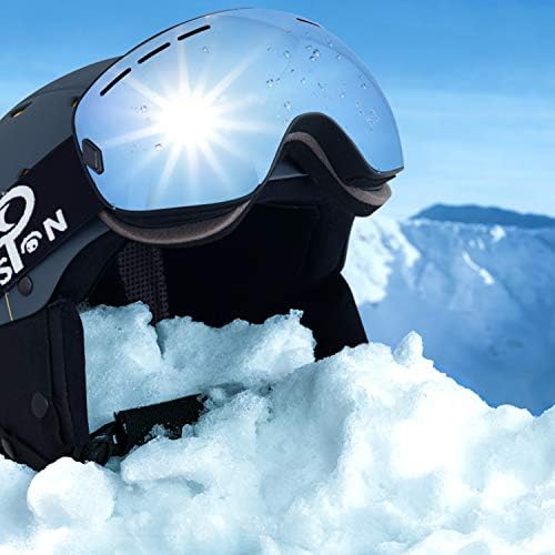 Snowboard Kayak Gözlüğü Erkek Kadın Gençlik, Anti Sis OTG Kış Kar Gözlüğü Küresel Ayrılabilir Lens