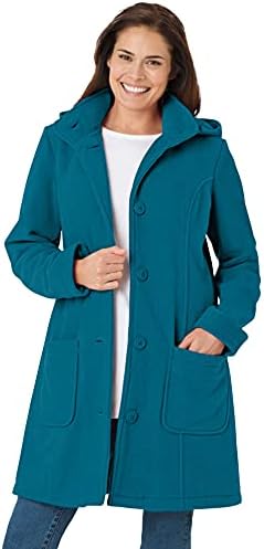 Kadın artı boyutu kapüşonlu A-Line polar ceket içinde kadın
