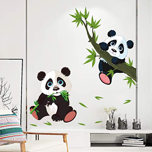 Amaonm Çıkarılabilir Karikatür Panda Ağaç Dalı üzerinde Çocuk Odası duvar çıkartmaları 3D Peel Sopa DIY Kreş Sanat Dekor Duvar