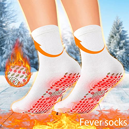 Helloby 3 Pairs ısıtmalı çorap turmalin Kendinden ısıtma manyetik Rahat kış sıcak çorap açık yürüyüş kayak (beyaz, 3 Pairs)