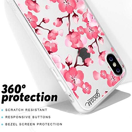 Gocase Kiraz Yaprakları Kiraz Çiçeği Durumda iPhone 7 ile Uyumlu Şeffaf Baskı ile Silikon Şeffaf TPU Koruyucu Kılıf Çizilmeye