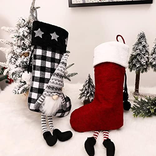 YQLKD Noel Çorap 2 Packs 3D Santa Gnome Noel Çorap, 18.5 Kişiselleştirilmiş Peluş Stocking Noel Asılı Çorap Ev Şömine Ağaç Dekor
