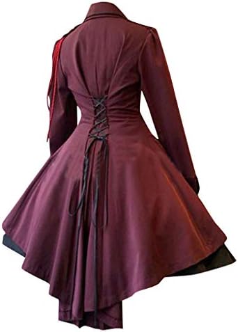 Lazapa Vintage Gotik Mahkemesi Elbiseler Kadınlar için, Ortaçağ Rönesans Retro Uzun Kollu Yay Balıkçı Yaka fırfırlı elbiseler