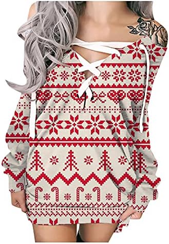 Hemlock kadın Noel elbise uzun kollu Kazak Elbise Bandaj çapraz V boyun kazaklar Mini Noel Elbise