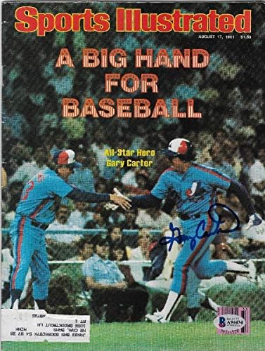 Gary Carter İmzalı Montreal Expos Sports Illustrated 8/17/81 Beckett Kimliği Doğrulandı-İmzalı Major League BASEBALL Dergileri