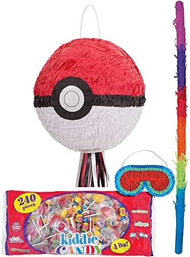 Parti Şehir Pokemon Pokeball Çekme Dize Pinata Malzemeleri, İçerir Yarasa, Körü Körüne ve 4lb Çanta Şeker Karışımı