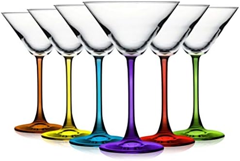 Party Color Accent Stem 9oz Martini / Kokteyl Şarap Bardakları-Masa Üstü Kralı tarafından 6 Set-Ek Canlı Renkler Mevcut
