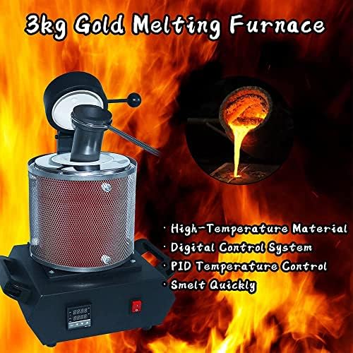 Mooteel 3 KG altın eritme fırını Dijital otomatik eritme fırınları makinesi ile grafit pota ısıtma kapasitesi 2100 W döküm rafineri
