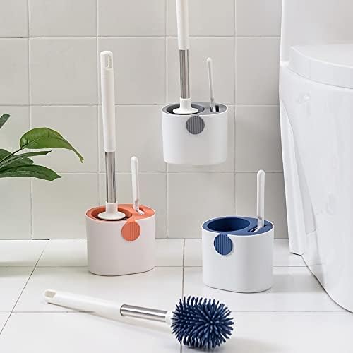 GTTGXS Ev Tuvalet Hiçbir Ölü Köşe Takım Tuvalet Plastik Fırça Uzun Saplı Paslanmaz Çelik Silikon Tuvalet Fırçası (Renk: C)