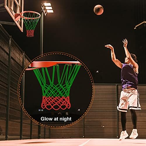 Walbest 1/2 Pcs Glow Koyu Basketbol Net Değiştirme-Ağır Kapalı ve Açık, Standart Boyutu basketbol potası Ağı, 12 Döngü Basketbol