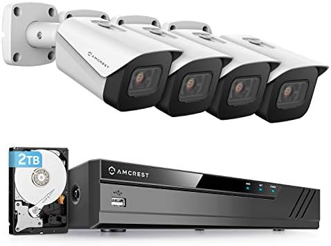 Amcrest 4 K Güvenlik Kamera Sistemi w/ 4 K (8MP) 8CH PoE NVR, (4) x 4 K (8 Megapiksel) IP67 Hava Metal Bullet POE IP Kameralar,