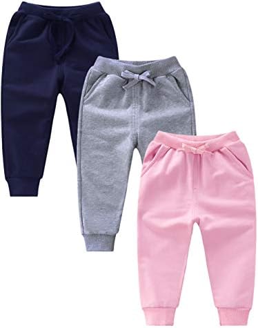 T. H. L. S Toddler Erkek Kız Sweatpants Pamuk Aktif koşucu pantolonu ile Cepler 1-7 T, 3-Pack